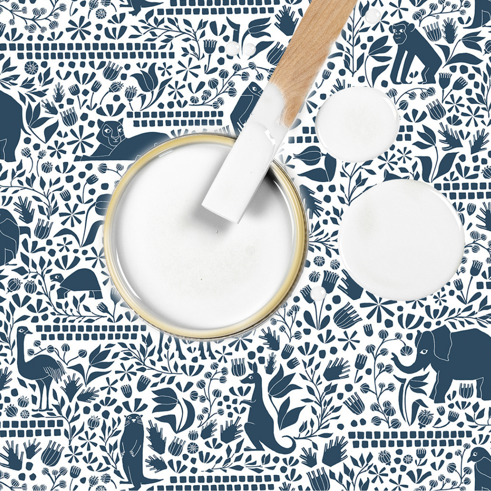 RB008L RB008MV Muurverf en Lak Synthetic White Forest Animals