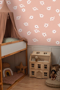 RB411 Daisy Field, kinderbehang madeliefjes, children's wallpaper daisies, Kindertapete Gänseblümchen, papier peint enfants marguerites