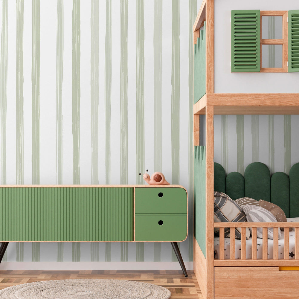 RB419 Behang Delicate Stripes Groen - wallpaper, papier peint, behang, tapete