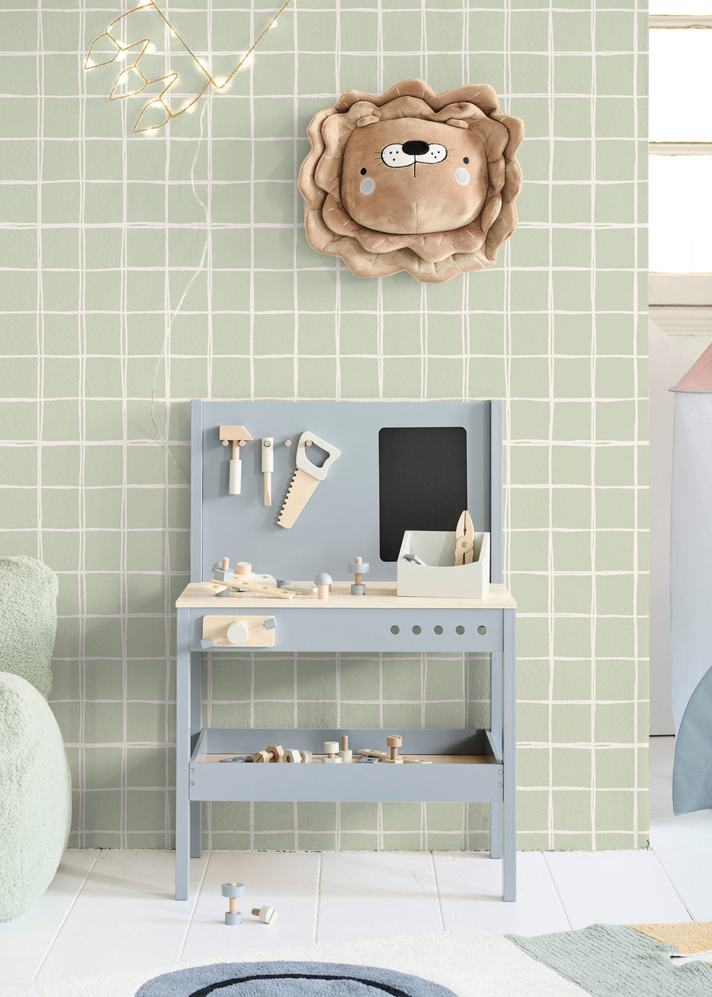 RB425 Gentle Grid Groen - behangpapier kinderkamer
