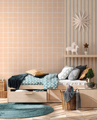 RB428 Gentle Grid TerraCotta - behangpapier kinderkamer