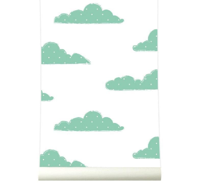 RB129 Behang Sweet Clouds green - roomblush