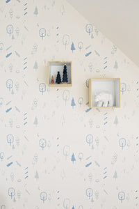 RB186 Behang wild forest blue - roomblush