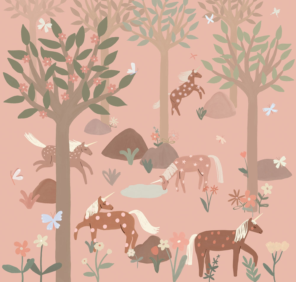 RB351 swatch-pink - Roomblush Unicorn Wallpaper, Papier peint, Behang, Tapete