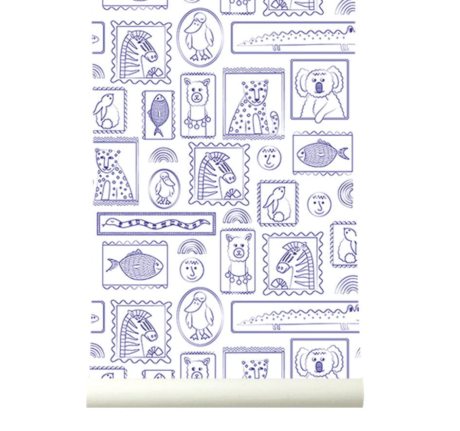 RB360 Behang Animals in Frames Donkerblauw