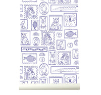 RB360 Behang Animals in Frames Donkerblauw