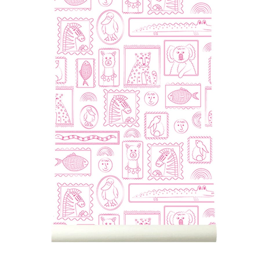 RB365 Behang Animals in Frames Roze