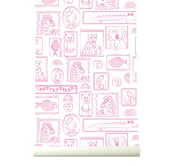 RB365 Behang Animals in Frames Roze